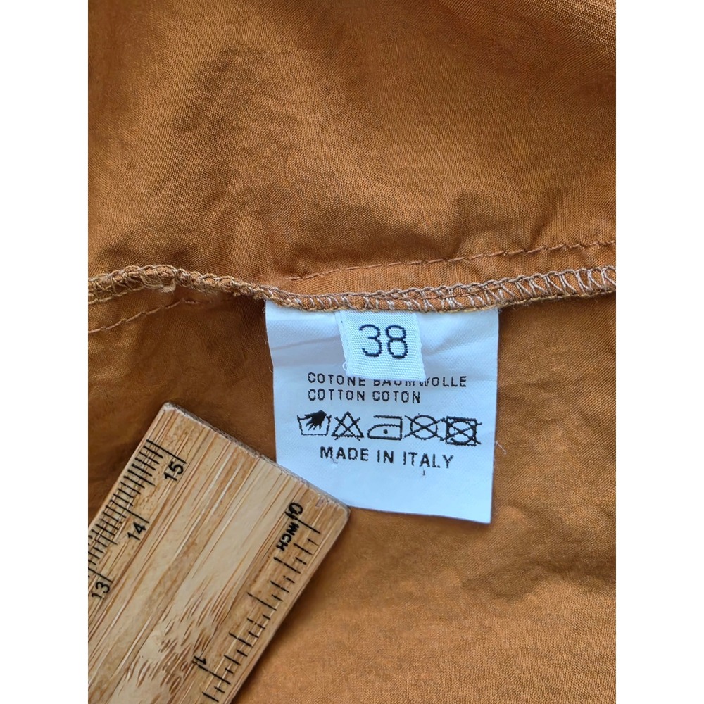Laboratorio Capri Italy Ochre Cotton Tiered Maxi Shirt Dress Womens 38 / Small - Picture 6 of 11